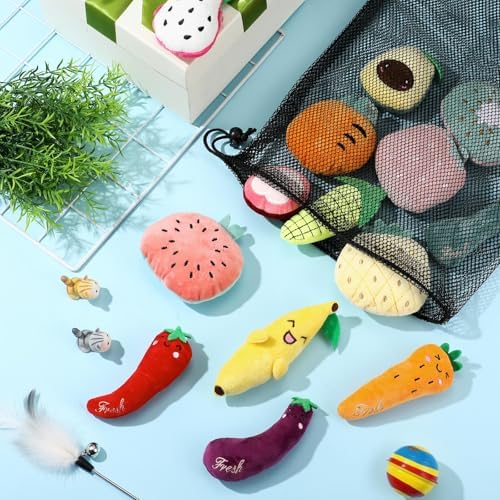 14 Pack Christmas Catnip Cat Toys, Fruit and Vegetable Shape