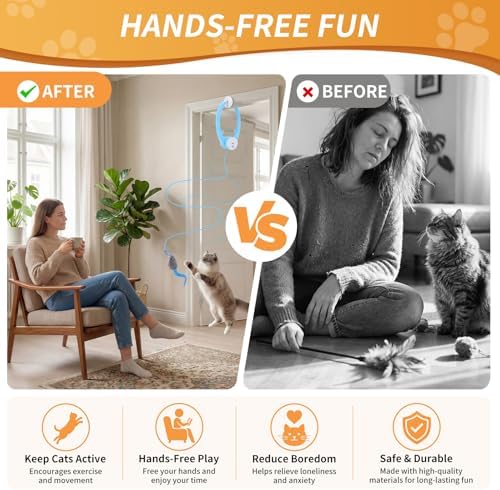 Interactive Cat Toys for Indoor Cats, Clip-On Automatic Flying Mouse