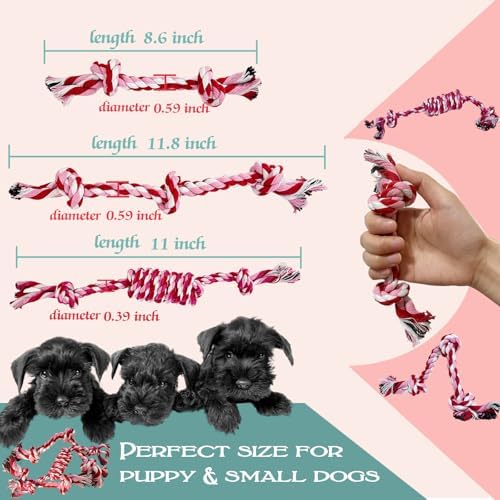 3 Pack Dog Rope Toys Puppy Teething Sturdy Cotton Chew Toy for Small Breed