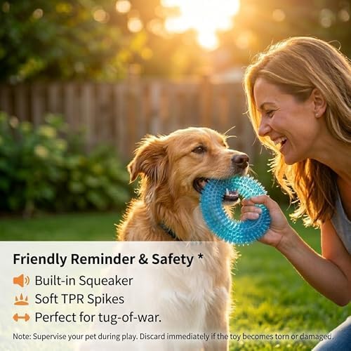 Squeaky Dog Toys for Aggressive Chewers, Floating Donut Ring for Large Dogs