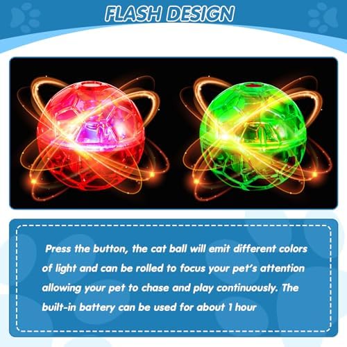 Frienda 4 Pcs Light up Cat Ball LED Motion Ghost Hunting Cat Ball, Colorful