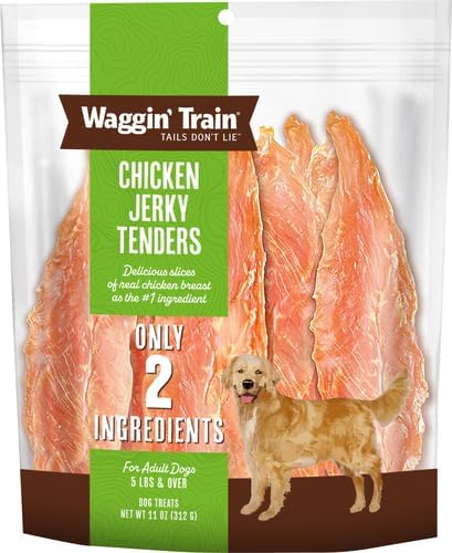 Waggin' Train Dog Treat, Grain Free, Limited Ingredient, Chicken | Jerky Tenders | 11 oz Pouch | Pack of 2