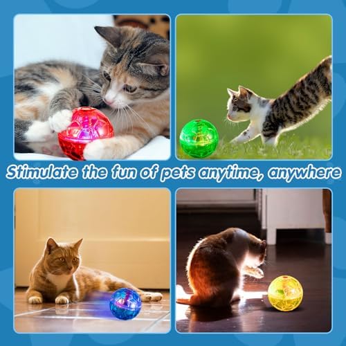 Frienda 4 Pcs Light up Cat Ball LED Motion Ghost Hunting Cat Ball, Colorful
