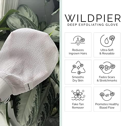 Wildpier Ultimate Deep Exfoliating Glove Mitt Body Scrub for Bath Shower Spa Hand Exfoliator Gloves, Dead Skin Cell Remover, Plant Based Deep Exfoliation Scrubber, Black