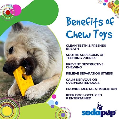 SodaPup Swiss Cheese Wedge – Durable Dog Chew Toy Made in USA from Non-Toxic, Pet Safe, Food Safe Nylon for Mental Stimulation, Clean Teeth, Fresh Breath, Problem Chewing, Calming Nerves & More