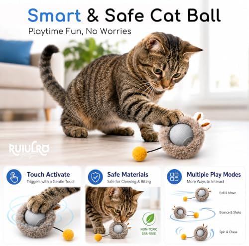 Interactive Cat Toys, Motion Ball 7-Hole Play Mat for Indoor Cats