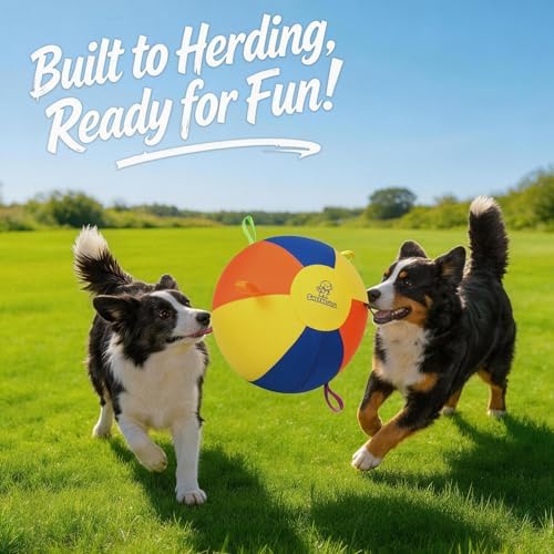 Herding Ball for Dogs, 14" Dog Training Ball with Straps