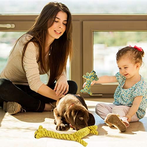 SunGrow Cotton Rope Dog Toys, 2 Pack Puppy & Giraffe for Light Chewers