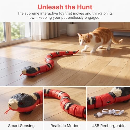 Electric Snake Toy for Cats & Dogs, Interactive Moving Cat Toy