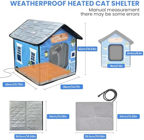 Outdoor Cat House Watherproof,Durable Heated and Igloo Houses for Cats Outside,Dual Escape Door,Insulated,Easy Assembly Safety Outside Pet Shelter in Winter/Summer