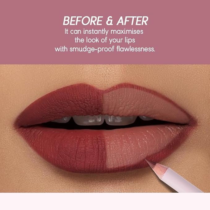 USHAS 2 in 1 Waterproof Lipstick and Lip Liner Combo Set - Long Lasting Matte Lipstick Pen with Lip Liner Set Makeup Kit (S11, Pack of 1)