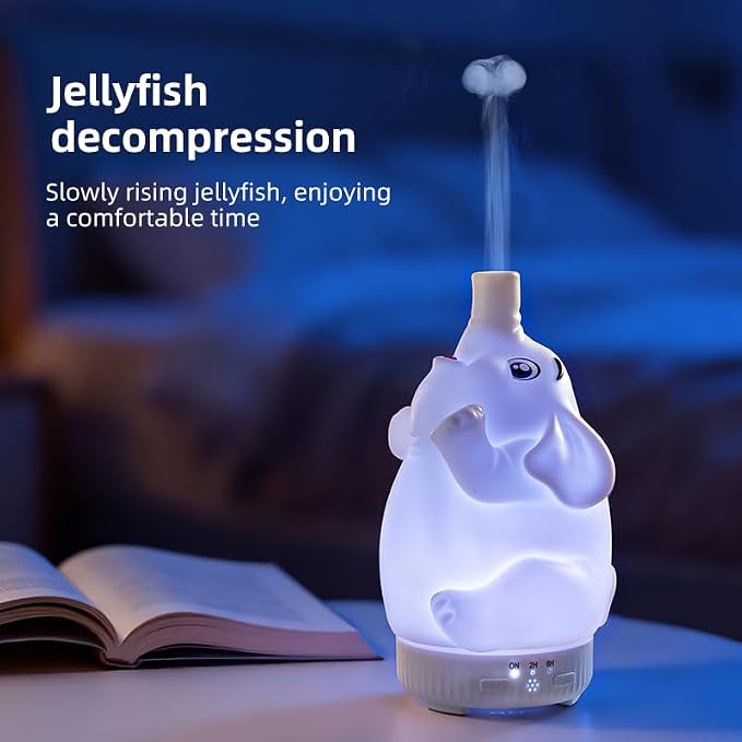 Rotating Elephant Essential Oil Diffuser 2 Modes | 2 Spray Modes, Colorful Gradient Lights, Ultrasonic Quiet Design, Decor Humidifier for Home Bedroom Office
