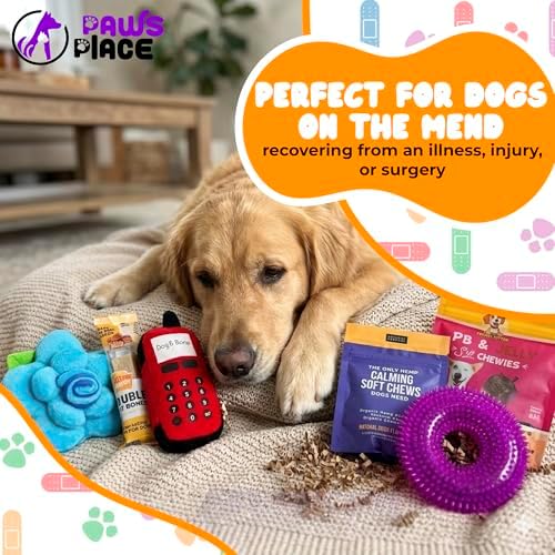 Get Well Soon Dog Gifts, Dog Care Package, Puppy Gift Basket with 3 Dog Treats and 4 Toys, Adorable Puppy Gift Basket, Pet Care Package