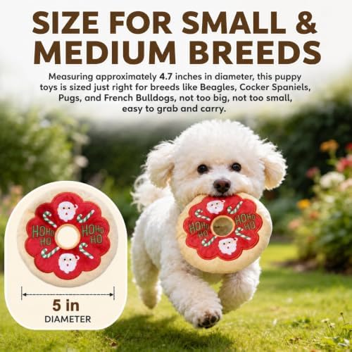 Doughnut Dog Squeak Toy, 1 Pack (Green)