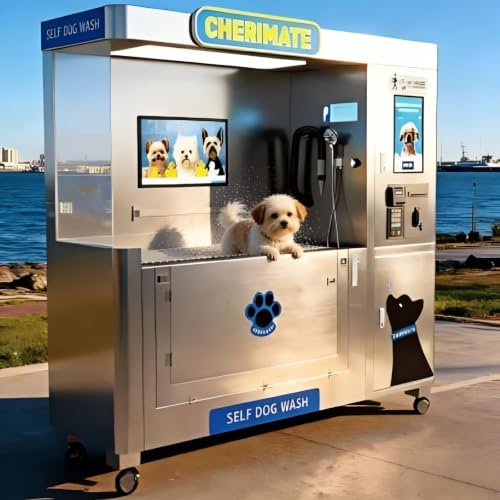 Smart Dog Wash Kiosk, Self Service Pet Washing Machine with Hot Water