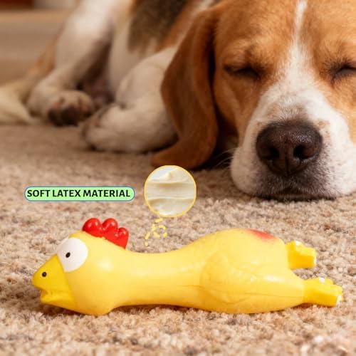 6.7" Squeaky Latex Dog Toy gripping, Cute Little Chicken Rubber Toy for Chewing and Grinding Teeth Interactive Play for Small Medium Dogs -(1Pcs Yellow)