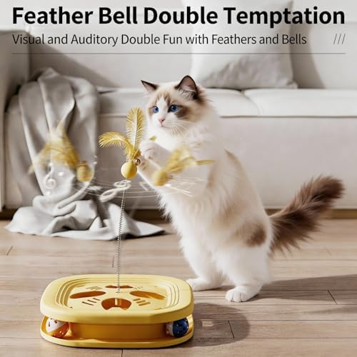 Interactive Cat Toys for Indoor Cats, 2-in-1 (Yellow)