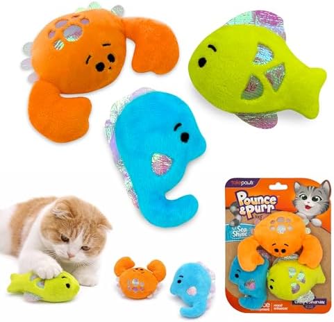 3-Pack Plush Catnip Cat Toys - Seashine Series
