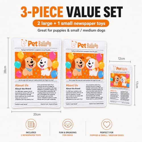 Durable Newspaper Dog Toy, 2026 New Pet Balloon Indestructible Newspaper Dog Toy Crinkle Squeaker Interactive Dogs Toys for Small Medium Dogs Aggressive Chewers, Washable Bite Resistant(2-Pack)