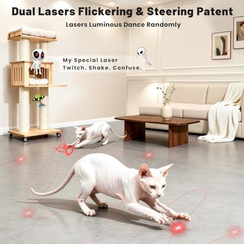 ORSDA Laser Cat Toys for Indoor Cats, 2 in 1 Interactive Automatic Dual Laser & Catnip UFO Dangler for Kitten Toys, Truly Random Trajectory Radar Motion-Activated, Rechargeable 4 Modes, Clamp Design