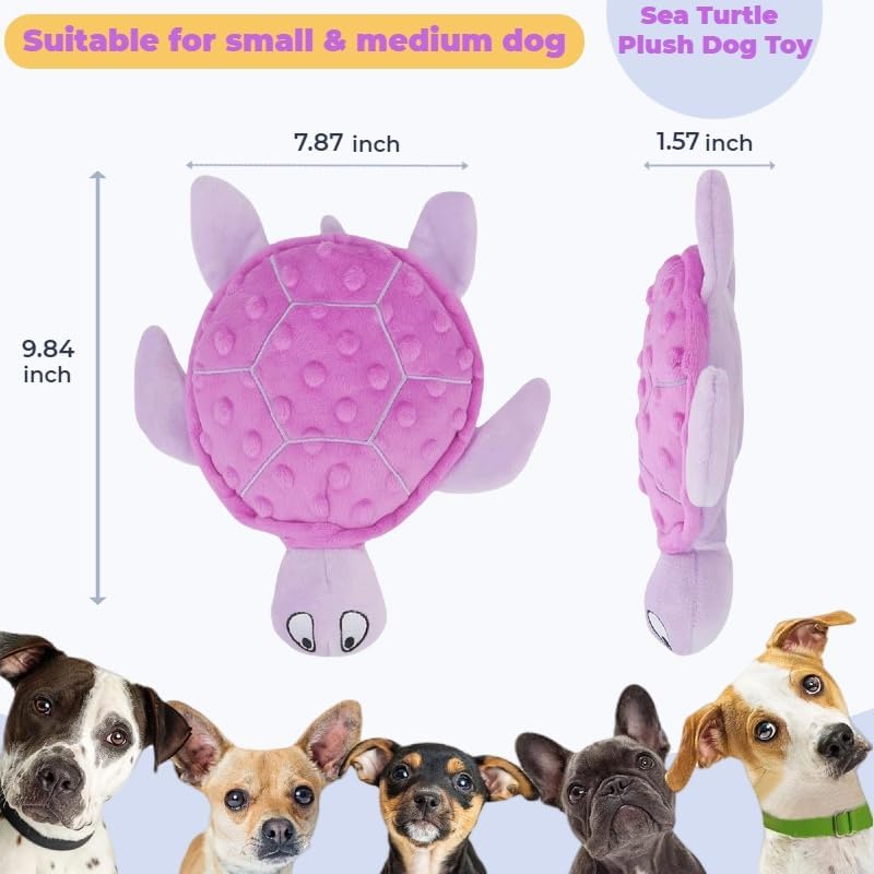 Plush Turtle Dog Toy with Squeaker for Small Dogs and Puppies