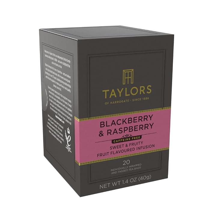 Taylors of Harrogate Blackberry & Raspberry, Herbal Tea, Individually Wrapped Bags, 20 Count (Pack of 6), Sweet, Tart & Tangy, Caffeine-Free, Enjoy Hot or Iced, 120 Teabags Total