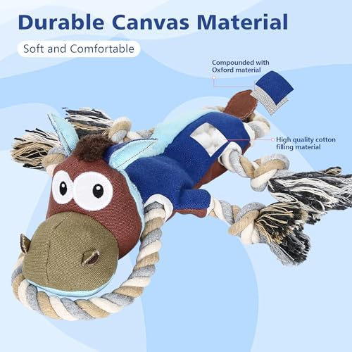 IOKHEIRA Dog Toys for Aggressive Chewers,Tough Indestructible Dog Toys,Squeaky Toys for Large Dogs,Durable Dog Chew Toys (Navy Blue)
