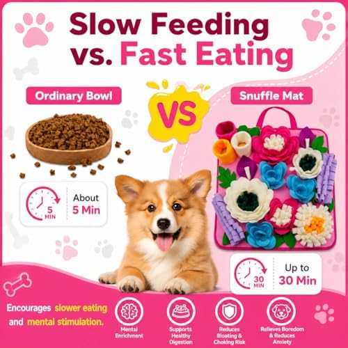 Snuffle Mat for Dogs Sniffing Feeding Mat for Small and Medium Breed Dogs and Cats Non-Slip/Portable/Durable Interactive Puzzle Pet Puppies Toys Encourages Natural Foraging Skills