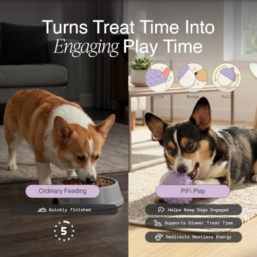 PiFi Silicone Dog Treat Dispenser & Puzzle Feeder for Medium Dogs, 5x3.8 in | Slow Feeder, BPA-Free Silicone for Wet, Dry & Frozen Treats, Twist-Apart Easy Clean