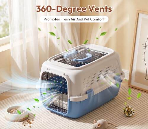 Airline Approved Cat Carrier, Dual-Entry Pet Carrier with Security Latches