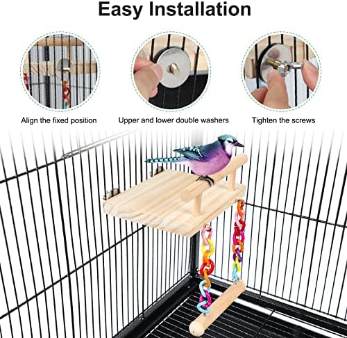 FrgKbTm Bird Perches Cage Toys Parrot Wooden Platform Play Gyms Exercise Stands with Acrylic Wood Swing Ferris Wheel Chewing for Animals Green Cheeks, Baby Lovebird, Chinchilla, Hamster Budgie