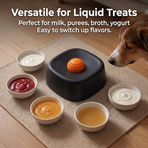 Dog Lick Bowl with Rolling Ball for Soft Treats, Interactive Slow Feeder