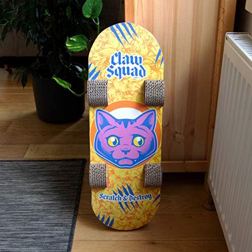 Suck UK Cat Scratcher Skateboard - Cat Scratching Board - Cardboard Cats Scratchers - Funny Gifts - Kitten Accessories & Accessories for Indoor Cats Furniture - Kitten Cardboard Scratcher