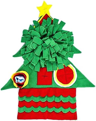 Vedem Small Animal Snuffle Mat Fleece Foraging Mats Interactive Feeding Toy Rabbit Guinea Pig Rat Hamster Anti Slip Treat Dispenser (Christmas Tree)