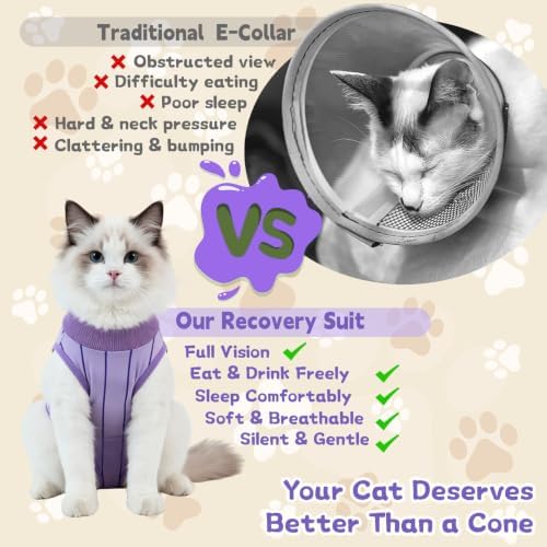 EMUST Recovery Suit for Cats, Soft Breathable Surgical Suit Anti Licking