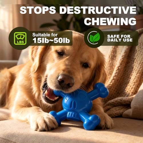 Dog Chew Toys for Aggressive Chewers, Durable Nylon Tough Chew Toy for Small & Medium Dogs, Bacon Flavor Skull Dog Toy to Keep Dogs Busy Indoors, Helps Reduce Boredom