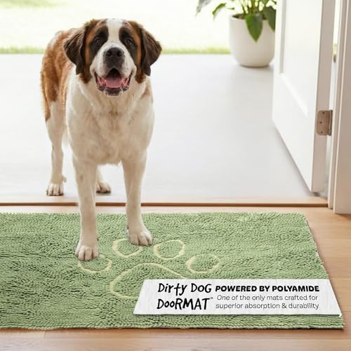 Dog Gone Smart Dirty Dog Doormat Runner - Sage Green, 23 x 16 Inches | Fast Drying Rug with Super Gripper Backing for Clean Floors - Absorbent Microfiber and Machine Washable Mat for Muddy Paws