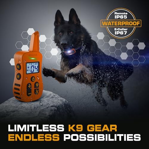 INVIROX Ultra K9 Dog Shock Collar, 124 Levels, Night Light, IP67 Waterproof | Orange, 1 Dog, Precise Control for Reactive Dogs, Dog Training Tools, Keypad Lock, 3/4-Mile Range, Shock Collar for Dogs