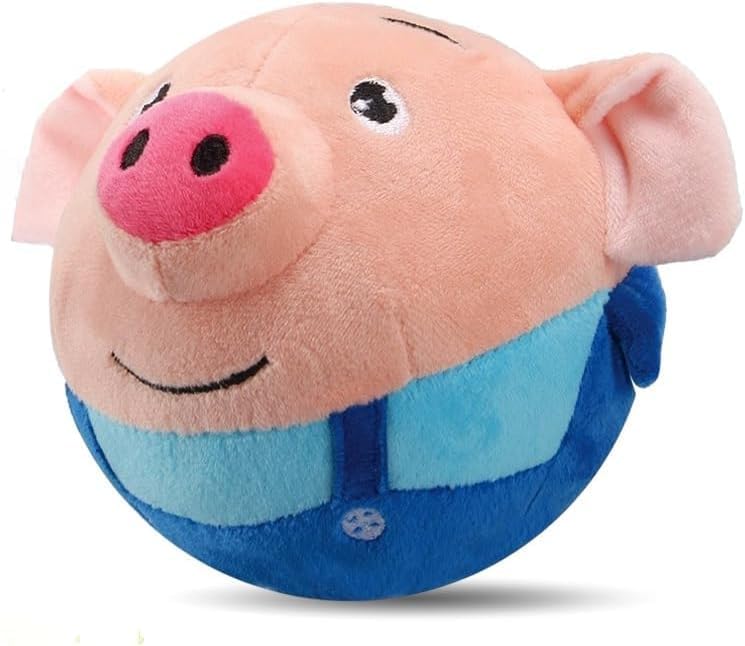 Interactive Dog Toys, Active Moving Pet Plush Toy, 2026 Upgraded Rechargeable Squeaky Dog Ball Toy with Recording Sound, Washable Cartoon Pig Plush Toy for Dogs Puppies (Blue)
