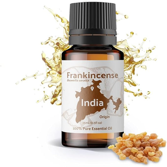Frankincense Essential Oil - Direct from Madhya Pradesh, India - Pure Essential Oil for Diffusers and Aromatherapy | 100% Pure Therapeutic Grade Natural Aceite de Incienso (15ml)