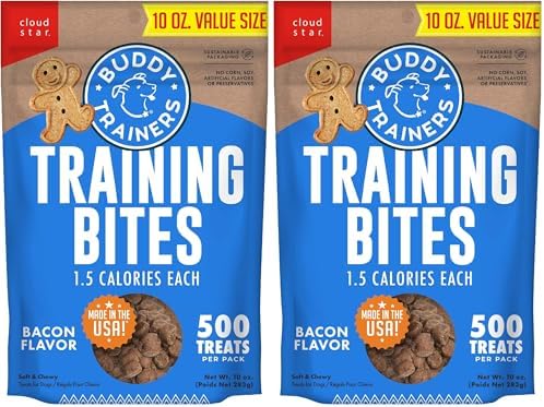 Buddy Biscuits Trainers Training Bites Soft & Chewy Dog Treats, Bacon, 10 oz. Pouch (Pack of 2)