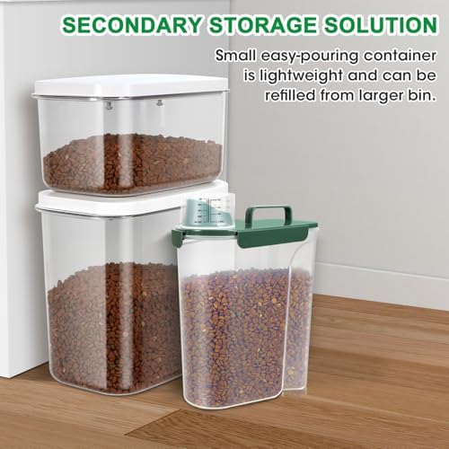 TBMax 10 Lbs Cat Dog Food Storage Container, 2026 Upgraded Large Pouring Container for Pet Food Storage, Bird Seed Dispenser, Portable Travel Kibble Holder -Dark Green