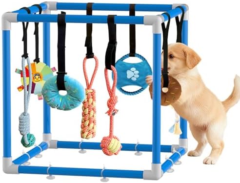 Puppy Play Gym & 8 Toys (Blue,19.6″ x 19.6″ x 19.6″‌)