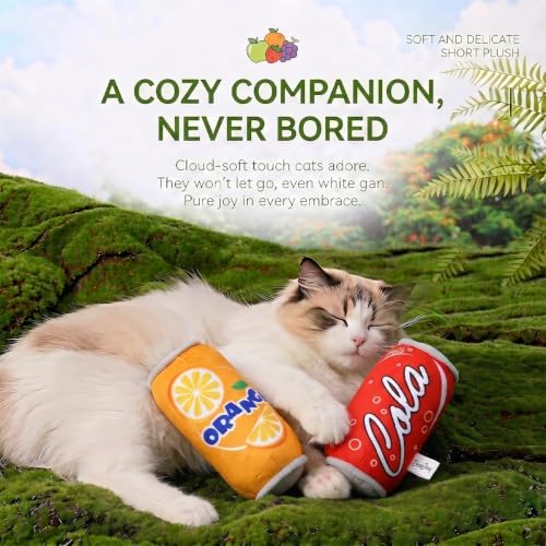 Cookies Beer Cola Whisky Orange-Juice Chips Stylish Squeaky Toys for Aggressive Chewers, Durable Squeak for Puppy Teething, Interactive Plush for Boredom and Anxiety Relief(Cola)
