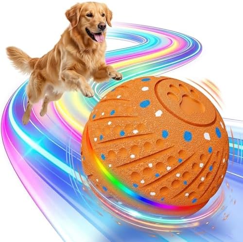 Smart Interactive Dog Toy Ball - Automatic Moving Bouncing Rolling Ball with 3 Modes & RGB Lights, Durable E-TPU Motion Activated Dog Toys for Small Medium Dogs, Keep Busy & Boredom Relief (Orange)