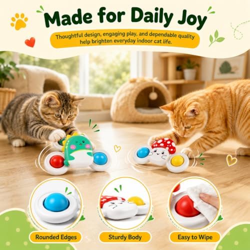 3Pcs Suction Cup Cat Toy, Window Perch Companion Interactive Play Toy for Indoor Cats, Can Firmly Adhere to Smooth Surfaces Glass Walls, Designed Specifically for Your Pet'S Daily Entertainment