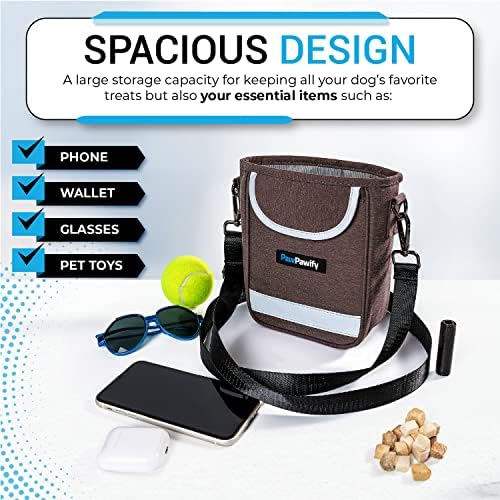 Dog Training Treat Pouch – Treat Bag for Dog Training with Built-in Poop Bag Holder – Waist Dog Training Pouch with Reflective Strips – Waterproof Fanny Pack for Dog Training