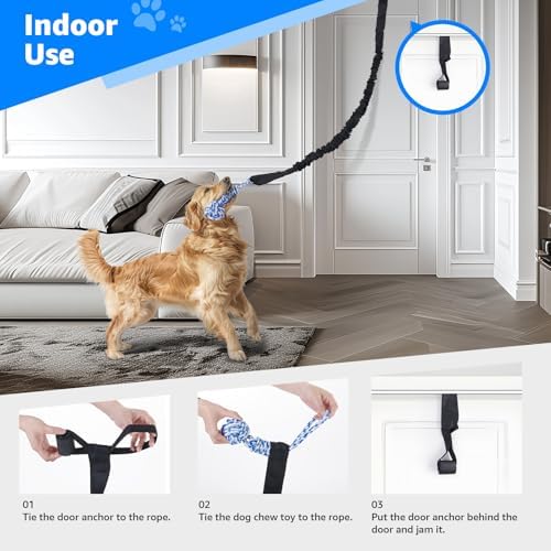 LOOBANI Outdoor Bungee Tug Toy, Interactive Dog Door/Tree Hanging Toys