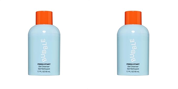 Bubble Skincare Fresh Start Gel Cleanser - Gentle Exfoliating Face Wash for Oily Skin - Formulated with Aloe Vera Juice + Caffeine to Protect and Soothe Complexion (50ml) (Pack of 2)