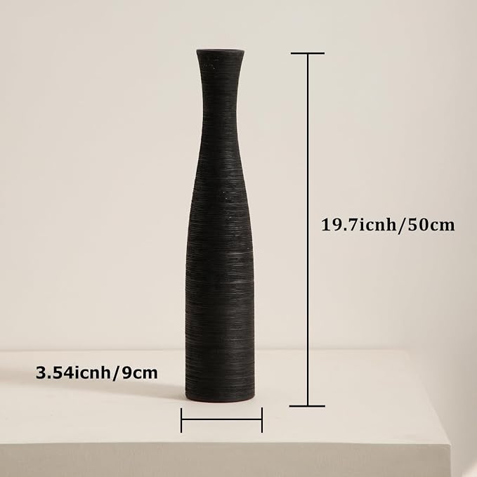 Ceramic Flower Vase, 19.7" Tall Floor Vase Modern Rustic Farmhouse Decor | Tall Skinny Decorative Vases for Home Decor, Pampas Grass, Living Room, Office, Fireplace Bedroom Decoration